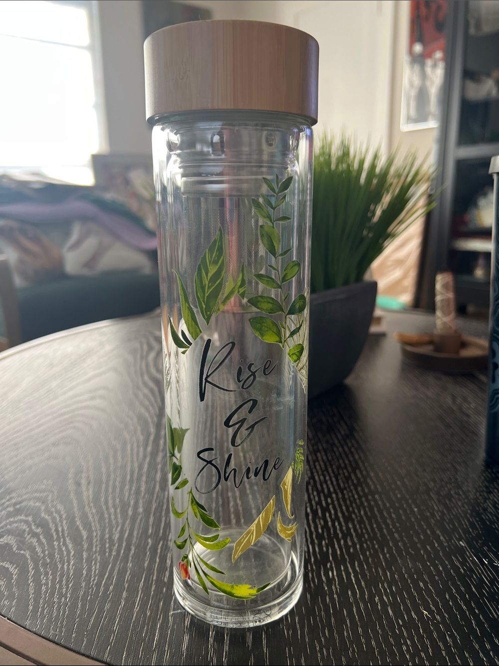 Anthropologie Rise & Shine Botanical Glass Infuser Bottle